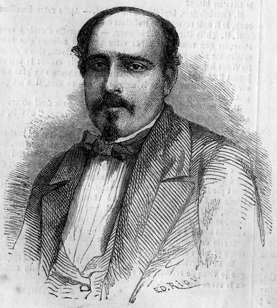 ポルトガルの作家、Luiz Augusto Rebello da Silva（1822-1871）の肖像。1861年8月17日付「Le Monde Illustré」227号に掲載されたエングレーヴィング。 作： French School