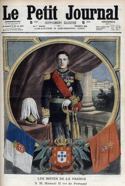 ポルトガル王マヌエル2世（1889-1932）のパリ訪問時の肖像-12月5日付「Le Petit Journal」紙 作： French School
