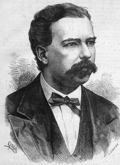 1872年から1876年までペルーの大統領を務めたマヌエル・パルド（1834-1878）の肖像。1878年12月7日付の "Le Monde Illustré "1132号に掲載されたエングレーヴィング。 作： French School