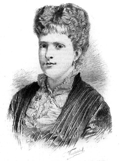 ポルトガル女王マリア・ピア（1847-1911）の肖像。1886年5月22日付「Le Monde Illustré」に掲載されたエングレーヴィング。 作： French School