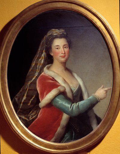 ロクサーヌ役の女優マリー・デマレス・ラ・シャンブル（1642-1698）の肖像。匿名の絵画 作： French School