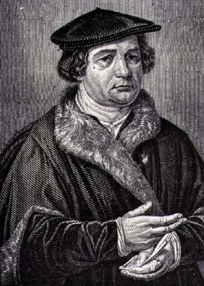 マルティン・ルター（1483-1546）ドイツの宗教改革者の肖像（エングレービング） 作： French School