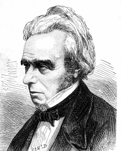 イギリスの物理学者・化学者であるミシェル・ファラデー（1791 - 1867）の肖像画（1896年「Album of Science; illustrious scientists; Great discoveries」掲載 作： French School