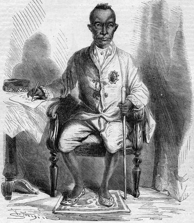 シャム（現在のタイ）の王、モンクット（ラーマ4世またはプラチョムクラオ）（1804-1868）の肖像。1861年7月13日付「Le Monde Illustré」No.222に掲載された版画。 作： French School