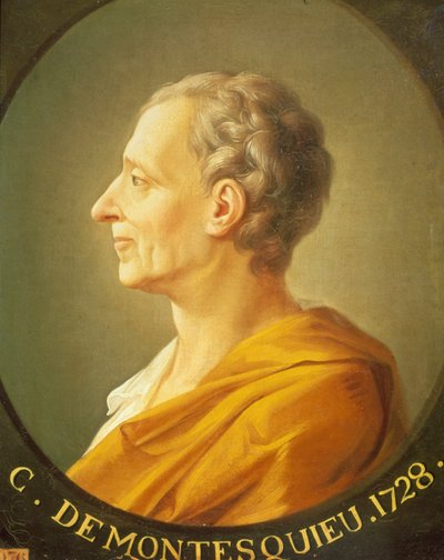 メダリオンに描かれたモンテスキュー（1689 - 1755）の肖像 作： French School