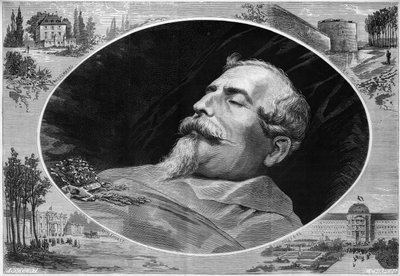ナポレオン3世（1808-1873）の死に際の肖像。1月25日付「Le Monde Illustré」824号に掲載された図版 作： French School