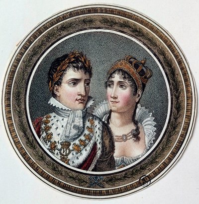 ナポレオン1世（1769-1821）とジョゼフィーヌ・ド・ボーアルネ（1763-1814）の肖像 キャンディの蓋に描かれている。19世紀 作： French School