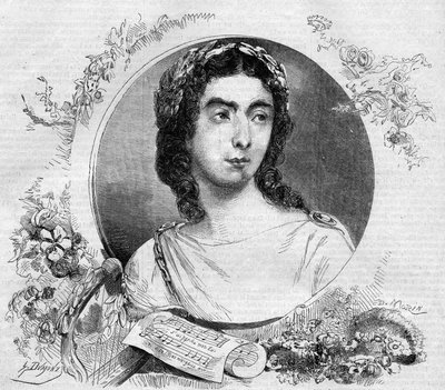 ドイツ人作曲家Cristoph Willibald von Gluck（1714-1787）のオペラ「オルフェ」に出演したフランス人歌手Pauline Viardot（1821-1910）の肖像。11月26日付「Le Monde Illustré」137号に掲載された図版 作： French School