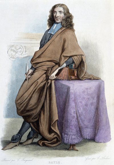 フランスの哲学者・作家であるピエール・ベール（1647-1706）の肖像 - Mennechetによる「Le Plutarque francais」にて 作： French School
