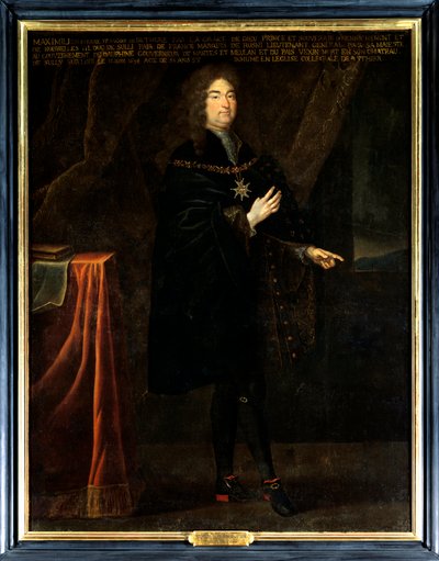 サリー第三公爵ピエール・フランソワ・マクシミリアン4世・オブ・ベスーン（1640-1694）の肖像。聖霊の騎士団（Order of the Holy Spirit）の記章の首飾りを持っている。17世紀の匿名の絵画。キャンバスに油彩。強制的に言及する。 作： French School