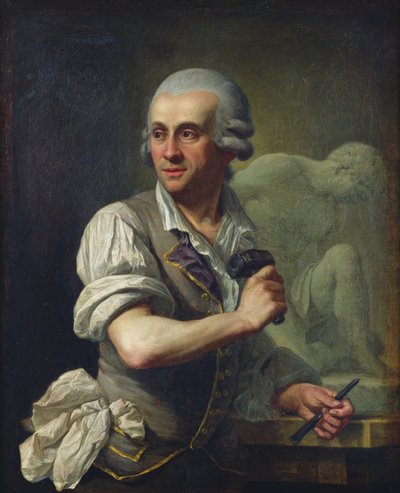 1770年頃の職場でのピエールジュリアン（1731-1804）の肖像 作： French School