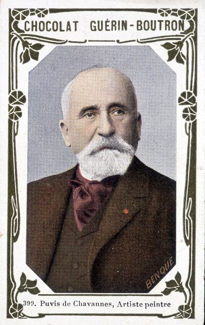 フランスの画家ピエール・ピュヴィス・ド・シャヴァンヌ（1824-1898）の肖像。ゲランのヴィネット - ブトロン・ショコラ 作： French School