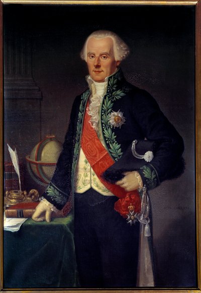 数学者、物理学者、天文学者であるラプラス侯爵、ピエール・シモン（1749-1827）の肖像。エコール・フランセーズの絵画。19世紀のパリ、天文台の博物館 作： French School