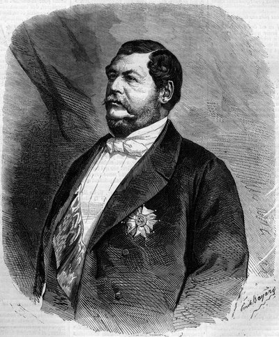 ヨアヒム・ムラットの息子、ルシアン・ムラット王子（ナポレオン・ルシアン・シャルル）（1803-1878）の肖像。1861年4月6日付「Le Monde Illustré」208号に掲載された版画。 作： French School