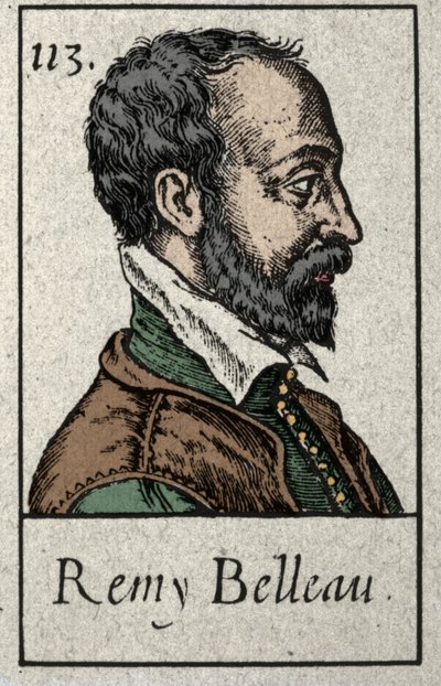 レミー・ベロー（1528-1577）の肖像 プレアデス運動のメンバーであったフランスの詩人。19世紀のエングレーヴィング。 作： French School