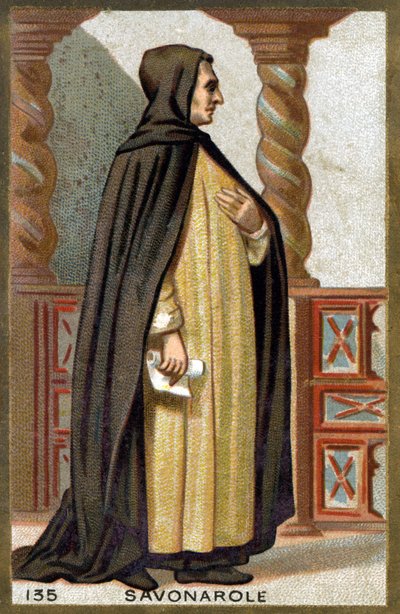 サヴォナローラ（1452-1498）の肖像 ジロラモ・サヴォナローラ。19世紀末のクロモリトグラフ。 作： French School