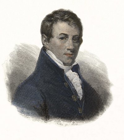 イギリスの化学者・物理学者、ハンフリー・デイヴィ卿（1778-1829）の肖像。 作： French School