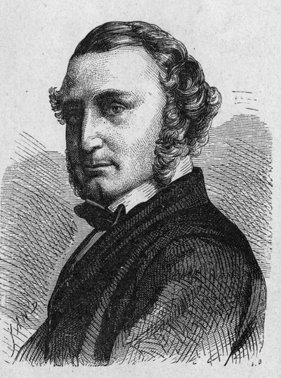 トーマス・ラッセル・クランプトン（1816-1888）の肖像：高速機関車の設計、ベルリンの水力発電所の建設、カレーとドーヴルを結ぶ海底ケーブルの敷設に参加したイギリスのエンジニア。 作： French School