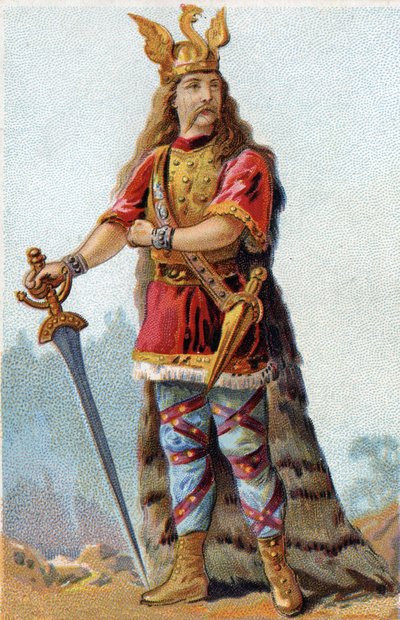 ガリア人の王Vercingetorix（前72-46）の肖像。1890年頃のクロモリトグラフ。 作： French School