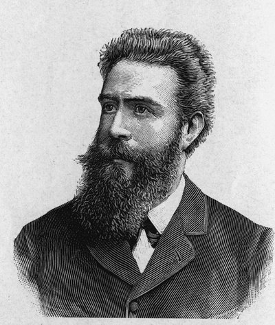 Wilhelm Conrad Rontgen (Roentgen) (1845 - 1923)の肖像 - "Album of Science; illustrious scientists; Great discoveries" 1896年に掲載。 作： French School
