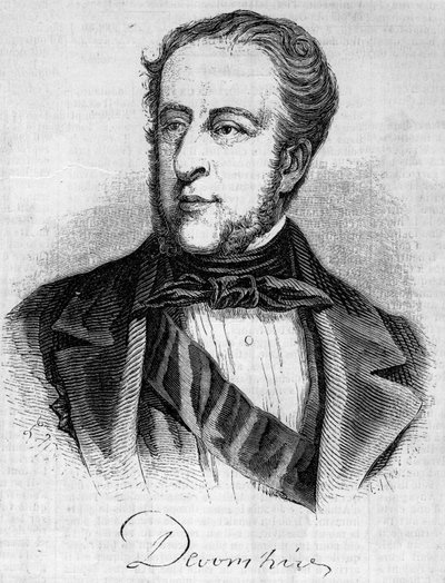 デヴォンシャー公爵ウィリアム・スペンサー・キャヴェンディッシュ（1790-1858）の肖像。1858年2月20日付「Le Monde Illustré」45号に掲載された版画。 作： French School