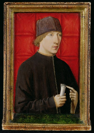 巻物を持った男の肖像、c.1480-1510 作： French School