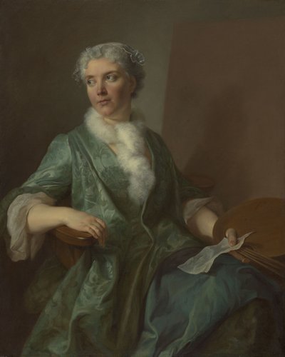女性アーティストの肖像、1735年頃（キャンバスに油彩） 作： French School