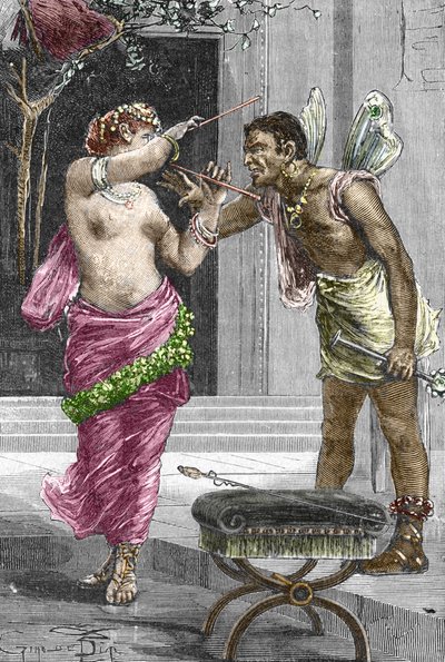 1888年、ユスティニアヌス1世皇帝との結婚式前の、コートヤードと女優のテオドラの肖像 作： French School