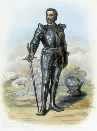 騎士バイヤール（1475-1524）の肖像 - "Le Plutarch francais", ed.Mennechet 作： French School