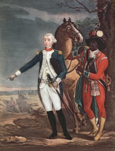 独立戦争中の補佐官のいるファイエット侯爵の肖像 作： French School