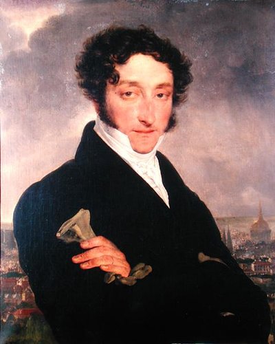 シャルル・ノディエ（1780-1844）と推定される肖像（油彩・キャンバス 作： French School