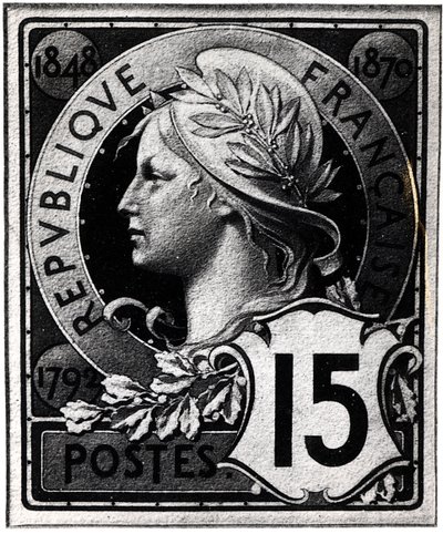 フランス共和国の公式代表、マリアンヌを描いた切手c。 1893 作： French School