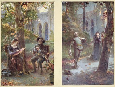 シラノデベルジュラックとロクサーヌの絵、1900年頃 作： French School