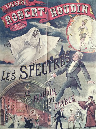 パリのロバート=フーダン劇場での幽霊と悪魔の家の広告ポスター、c.1870 作： French School