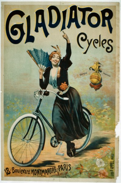 Gladiator Cyclesのポスター広告、Boulevard Montmartre、パリ 作： French School
