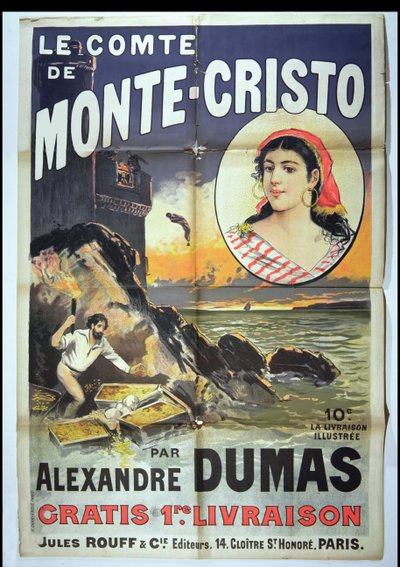 ポスター広告アレクサンドル・デュマ・ペレによるモンテクリスト伯（1802-70） 作： French School