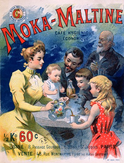 Moka-Maltineコーヒーの広告ポスター、1900年頃 作： French School