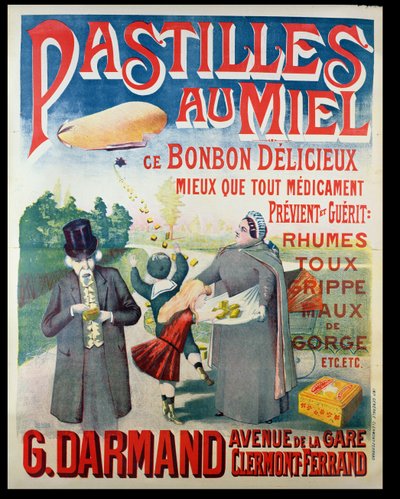 G.ダーマンドが作ったハチミツのトローチ、パスティーユオーミエルの広告ポスター 作： French School