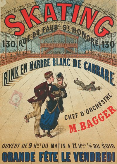 パリのローラースケート場の広告ポスター 作： French School