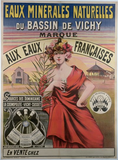 ヴィシー盆地の天然ミネラルウォーター、天然ミネラルウォーターを宣伝するポスター 作： French School