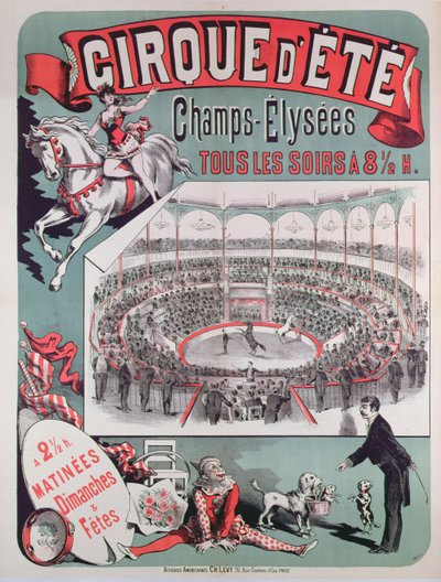 Cirque dEteの広告ポスター、1880年頃 作： French School