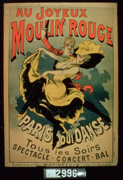 Joyous Moulin Rouge、パリでのパリダンスのポスター 作： French School
