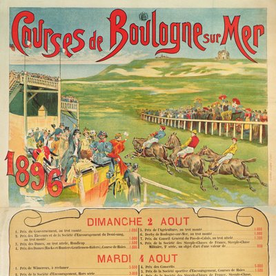 ブローニュシュルメールでの競馬ポスター、1896 作： French School