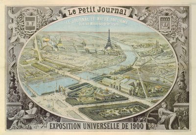 1900年パリの万博を宣伝するためにルプティジャーナルが発行したポスター 作： French School