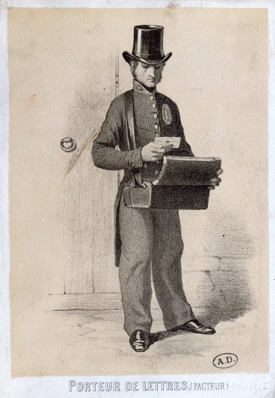 郵便配達、1865年頃 作： French School