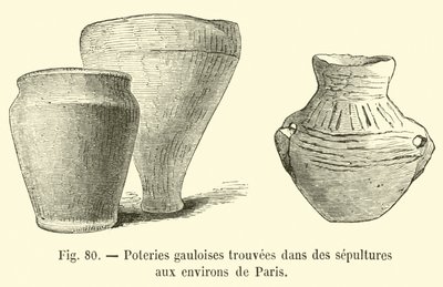 パリ周辺の墓で発見されたガリア陶器 作： French School
