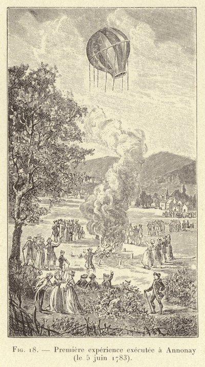 アノネで行われた最初の実験（1783年6月5日）（版画 作： French School