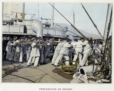 出発準備-「ミリタリー・スクラップブック-海軍-船上生活」に掲載されています。 作： French School