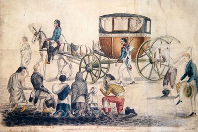 病人や瀕死の人に聖体を捧げる司祭 1850年頃（紙にガッシュ） 作： French School