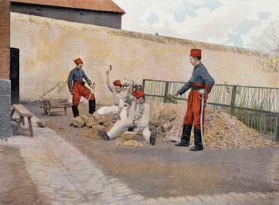 ビリビの囚人たち（小石を割る囚人たち）-「軍事アルバム」に収録-アフリカのハンターたち 作： French School